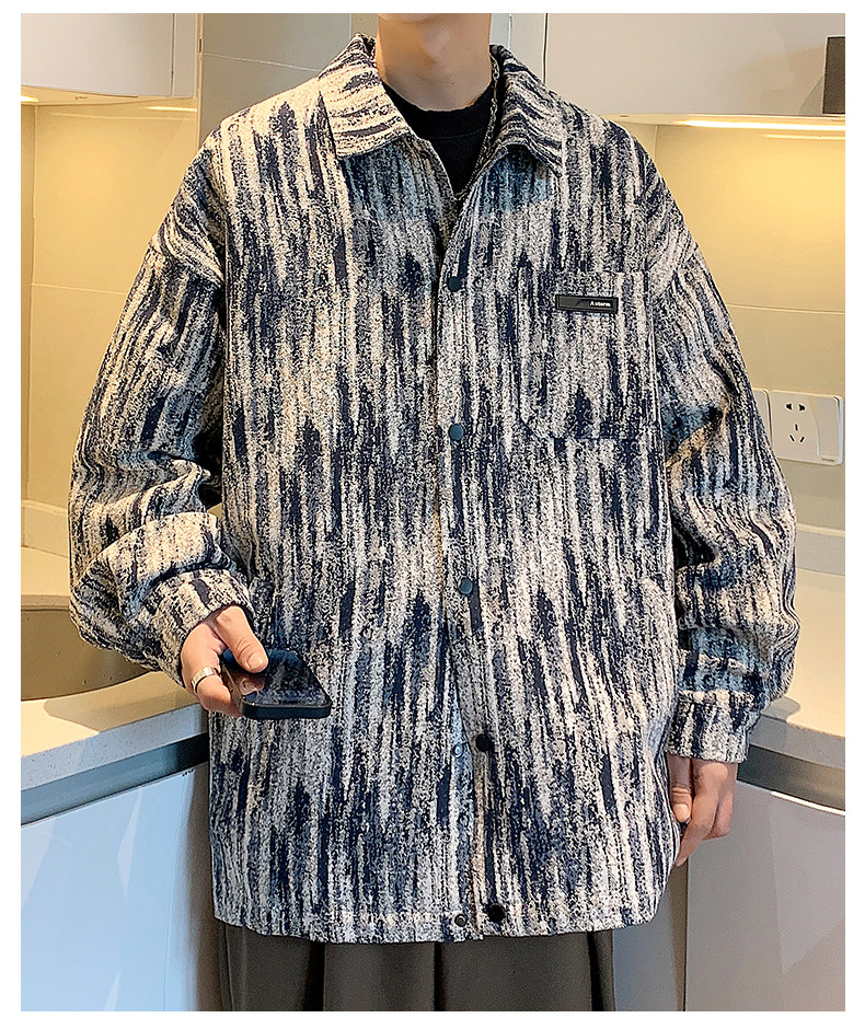 Джинсовая рубашка 牛仔衬衫男春秋季2025新款小香风上衣服潮牌青少年高级感夹克外套