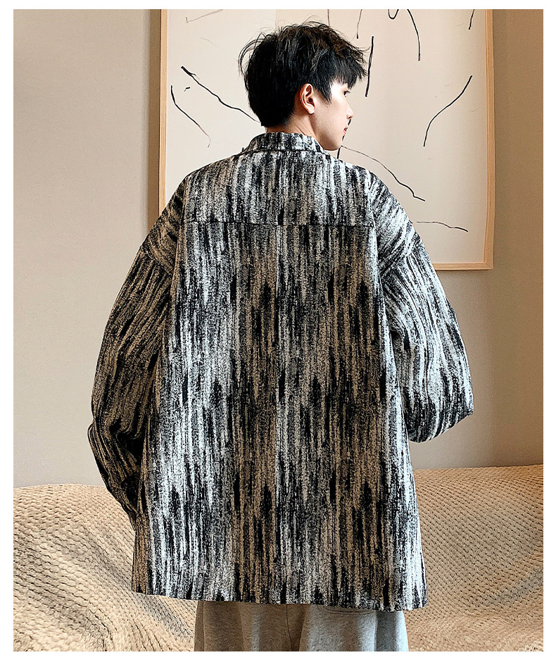 Джинсовая рубашка 牛仔衬衫男春秋季2025新款小香风上衣服潮牌青少年高级感夹克外套