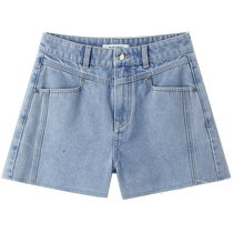 Peacebird high-waisted versatile three-color denim shorts 2024 summer new loose and slim A-line wide-leg shorts