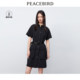 PEACEBIRD 2024 Spring New Workwear Style Belt Dress Two-Wear Skirt Loose Pocket Shirt Dress