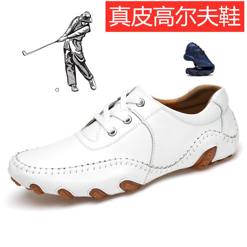 本革ゴルフシューズ、軽量メンズシューズ、通気性、防水性、滑り止め、最高級牛革を使用したカジュアルスポーツシューズ。