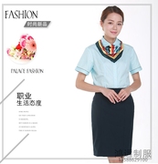 Bài Workwear 2018 New Bưu chính Ngân hàng tiết kiệm ngắn tay áo sơ mi nữ Bưu điện Workwear