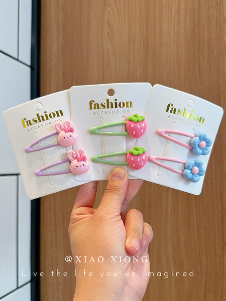 Kids Barrettes Cute Cartoon Hair Pin Baby Hair Accessories Rabbit Strawberry BB Clip Girl Side Clip Bang Clip New Arrival — 3