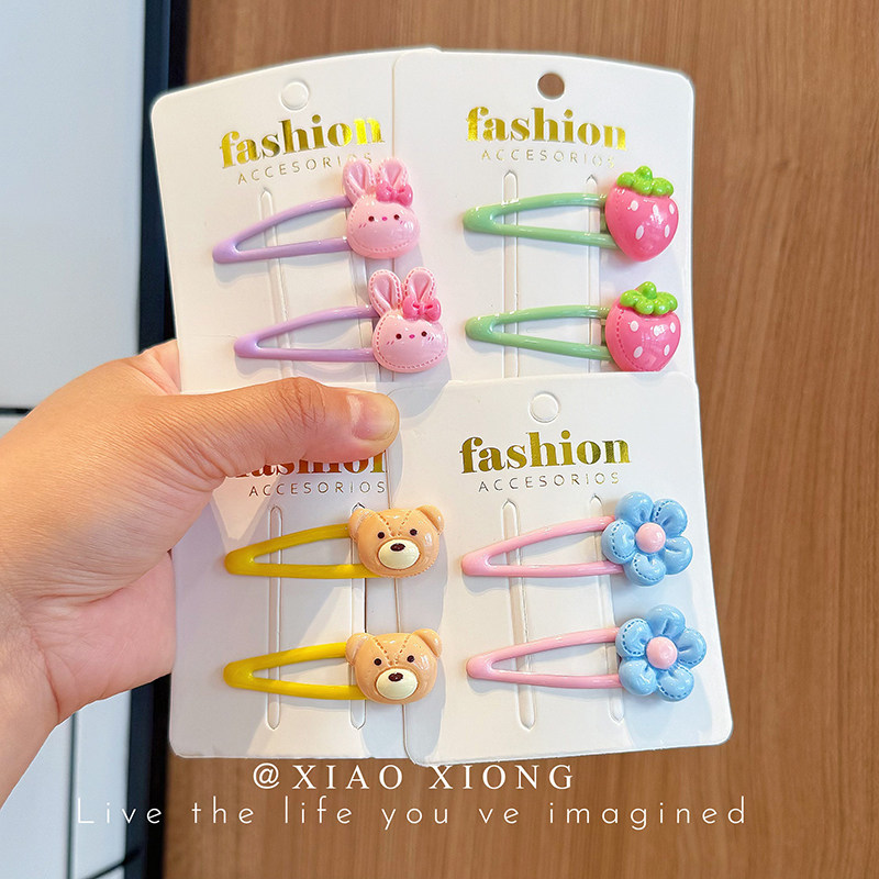 Kids Barrettes Cute Cartoon Hair Pin Baby Hair Accessories Rabbit Strawberry BB Clip Girl Side Clip Bang Clip New Arrival — 5