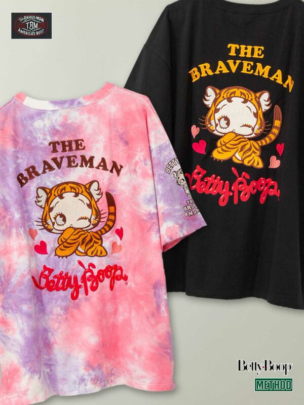 Retro Tie-Dye Year of the Tiger Collaboration Embroidered Betty Loose Shoulder-Length Oversized Short-Sleeved T-Shirt Tee