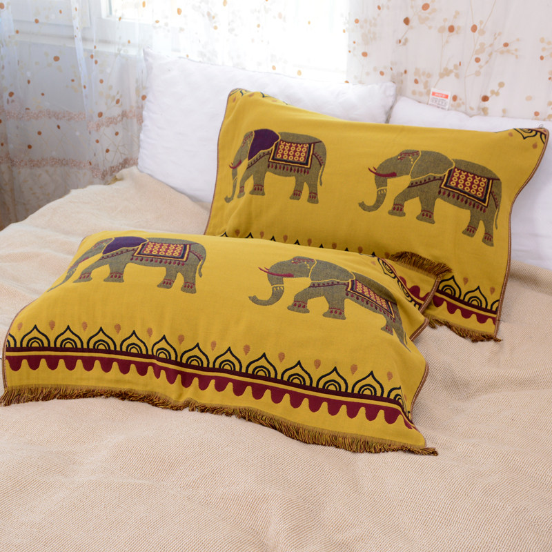 Flow Su Pure Cotton Pillow Towel Pair Four Layers Gauze Pillow Towel Fabric Breathable sweat Sweat Latex Pillow Towel Pair 55x75