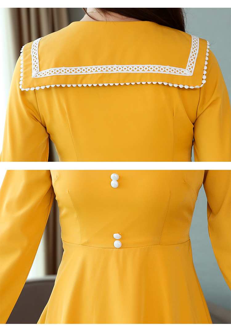 VK旗艦店 韓國風大翻領氣質修身顯瘦長袖洋裝