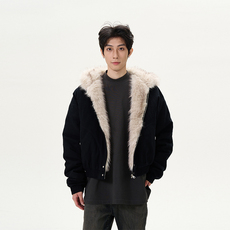 Куртка 尾郎的店美式复古座山雕毛领外套男小众潮牌设计感痞帅夹克棉服潮 77fight since 77x77