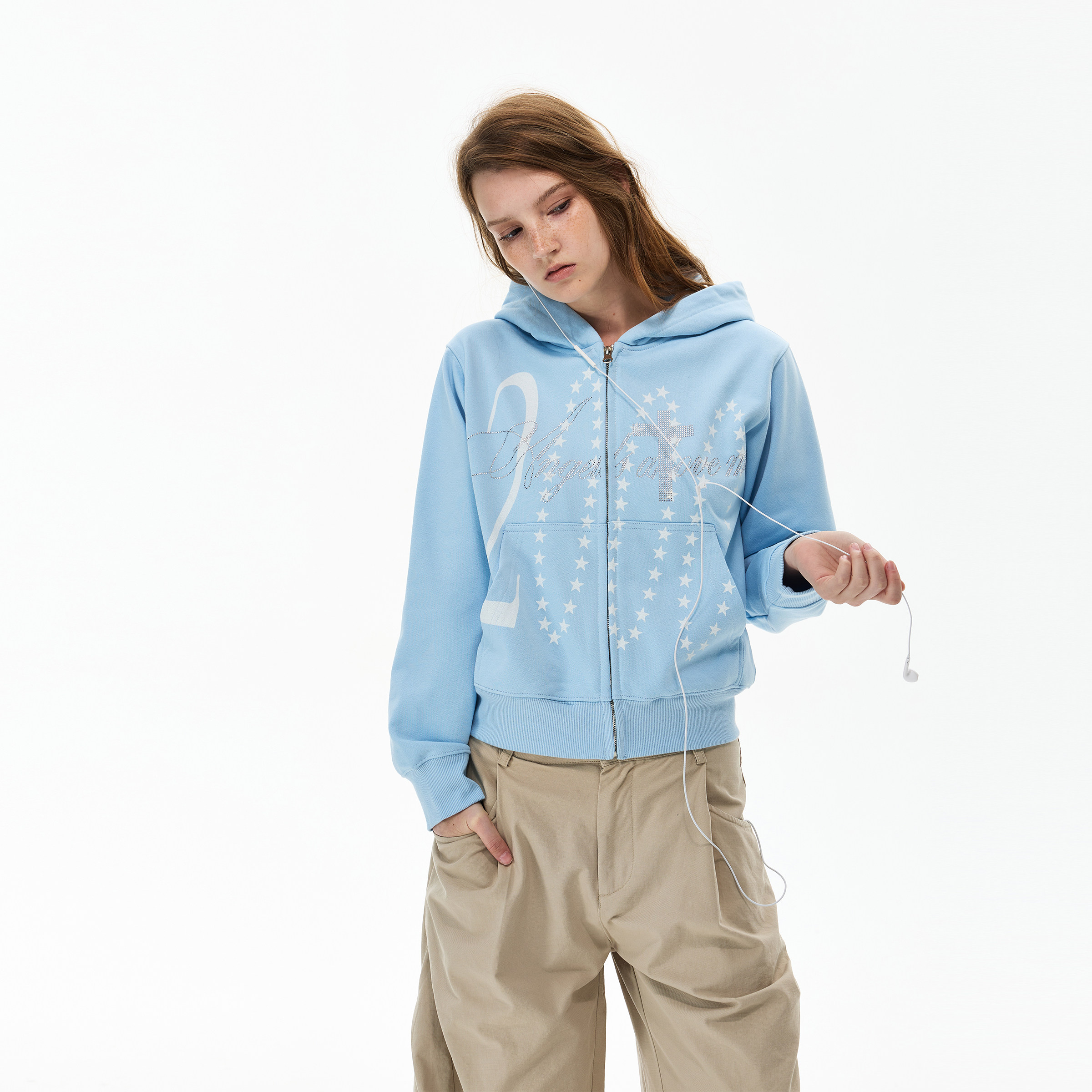 Tailang's Store Autumn and Winter American-Style Hooded Zip-Up Sweatshirt for Men and Women ins Trendy Brand Micro-Y2K Jacket Couple