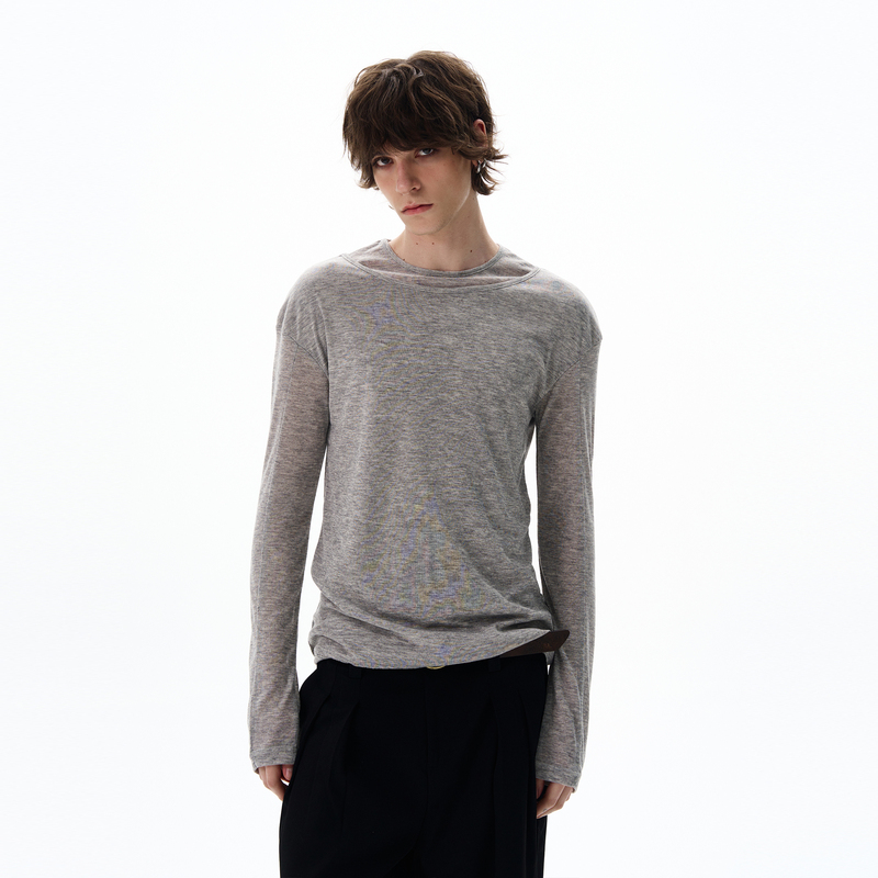 Tailang's Shop American Retro Design Niche Double-Layer Collar Thin Long-Sleeve T-Shirt Men's Slim-Fit Base Shirt Couple Tailang's Shop American Retro Design Niche Double-Layer Collar Thin Long-Sleeve T-Shirt Men's Slim-Fit Base Shirt Couple