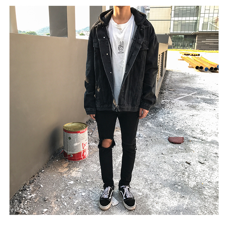 Trung Quốc có hip-hop châu Âu và Mỹ hiphop đường phố Wu Yifan với cùng một đoạn rửa cũ áo khoác denim cho nam giới và phụ nữ