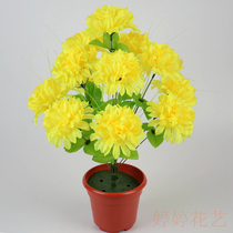 Simulation 12-head chrysanthemum sacrifice tomb sweeping tomb tomb cemetery placed plastic flowers in front of the grave fake flower silk flower