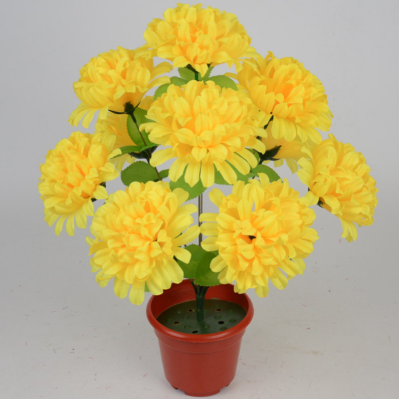 Simulation of 9 chrysanthemum tomb sweeping sacrificial plastic silk flowers Qingming Shangfen cemetery cemetery tomb in front of the grave to pay homage to fake flowers