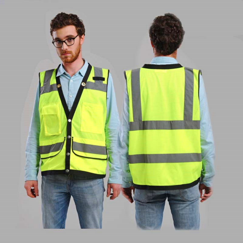 Reflective vest network summer breathable construction site protective clothesMultipocket night traffic construction safety reflective clothing
