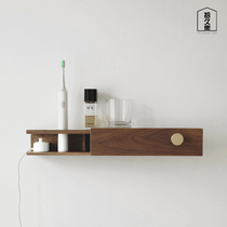 Solid wood wall-mounted toothbrush holder electric toothbrush holder-free toilet cup holder charging base storage rack