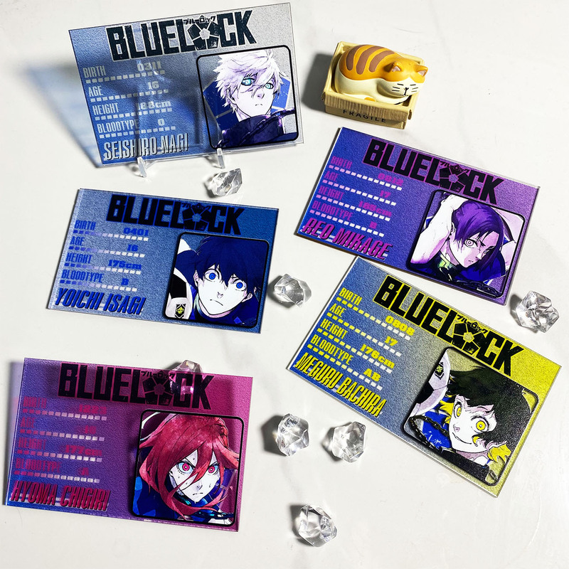 Blue Lock Acrylic Information Card Jisei Ichika, Seishiro Tatsuki, Rin Chisato, Kaito Hoshikari, Nagi Seijuro