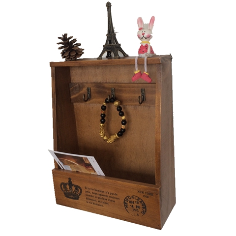 American solid wood door key box key box wall-mounted car key classification management mobile phone storage box