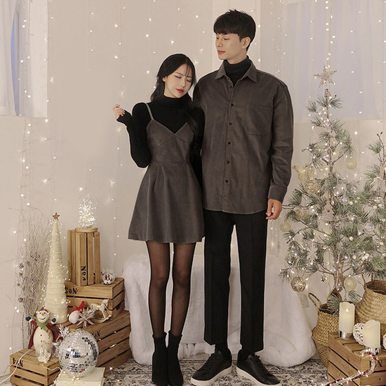 Couple outfit autumn and winter one dress and one dress 2024 autumn niche new style different high-end dress suit