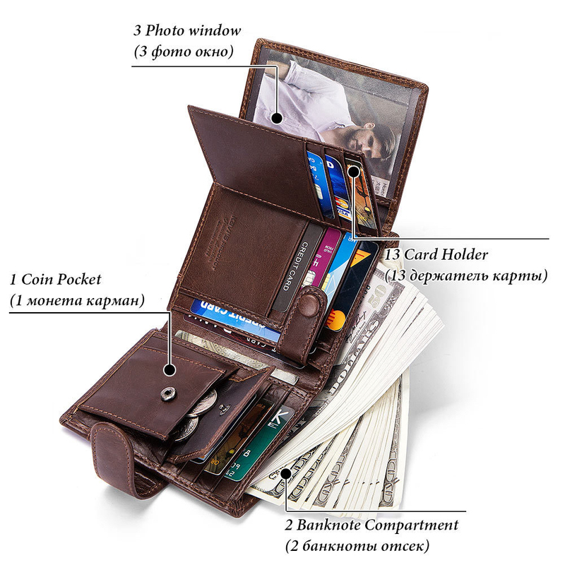 First Layer Cowhide 70% off Bank Card Multi-Card Slot Genuine Leather Men's Coin Purse Card Holder Men's Bag Wallet Silver Wallet Wallet