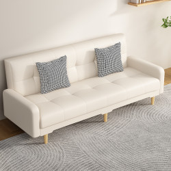 Leather Office Reception Sofa Three-Seater Leather Art Folding Sofa Bed Dual-Purpose Multifunctional Rental Living Room Hair Salon Apartment