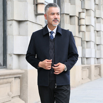 Autumn and winter clothes new cashmere woolen mens jacket middle-aged thick short fathers clothing middle-aged and elderly woolen mens coat