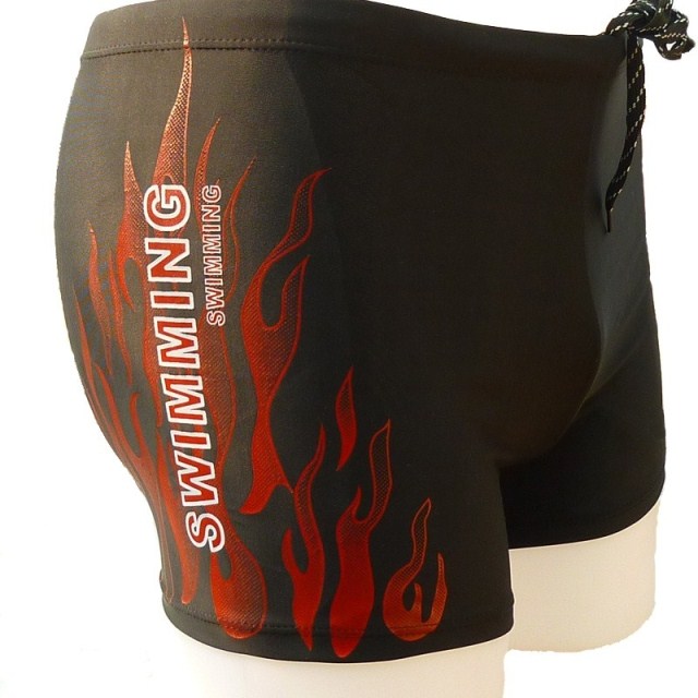 Thời trang quần bơi nam quần boxer phiên bản Hàn Quốc của quần bơi nam thời trang ngọn lửa đàn hồi dây rút vàng quần bơi nam yingfa