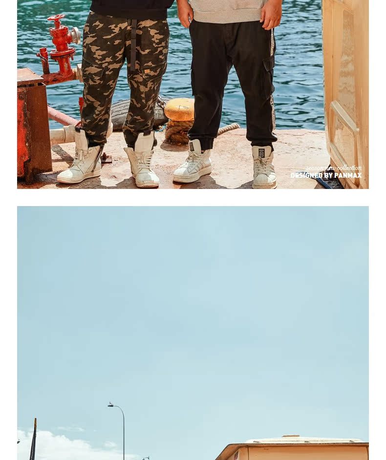 Áo len nam PANMAX mùa thu trùm đầu màu rắn hoodie lỏng cổ cao thêu vai rơi cộng với phân bón để tăng áo nam quần jean nam big size