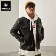 Áo khoác da nam PANMAX mùa thu 2018 áo sơ mi thủy triều mới phiên bản Hàn Quốc của đầu máy quần áo da cỡ lớn chất béo