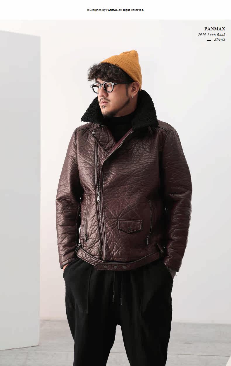 PANMAX прилив бренд большой двор мужской прилив жировой мужской простой свободный мода отворот толще и больше кожей Одежда 