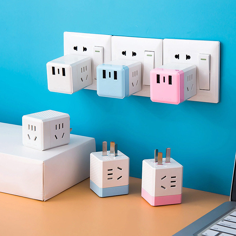 Power plug converter household USB socket charging splitter row plug dormitory mini extension cord three plugs