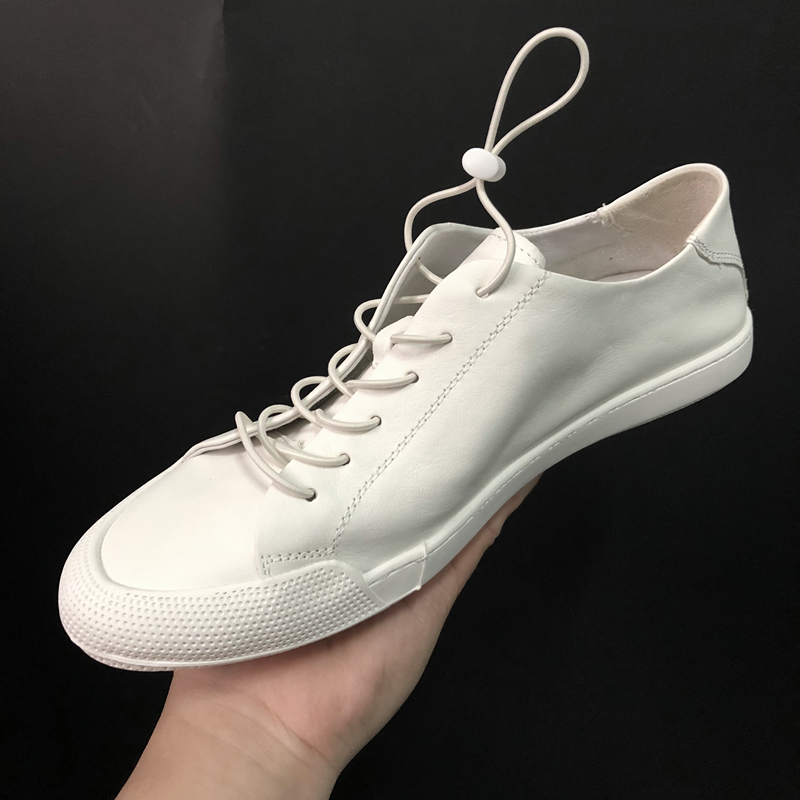 Soft Sole White Shoes Men's 2022 Summer New Flat Bottom Shoes European and American Leather Tide Shoes Versatile Breathable Casual Men's Shoes