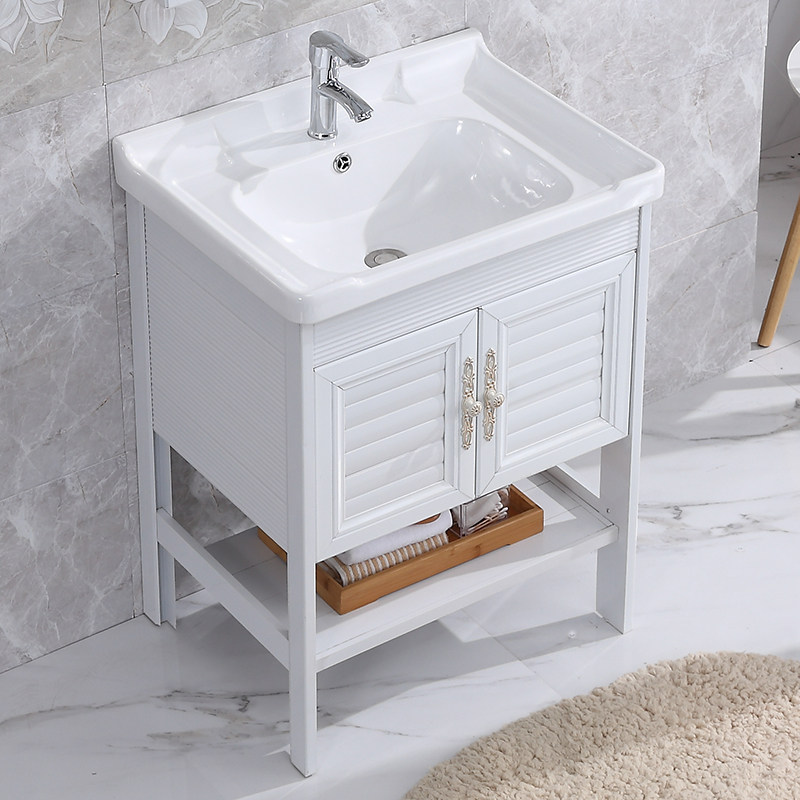 Floor-to-ceiling wash basin pool small balcony wash basin one basin Ceramic home basin Wash basin cabinet combination