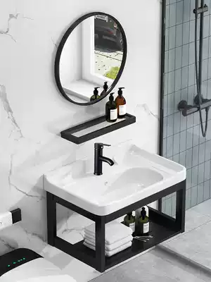 Ceramic space aluminum hanging wall wash basin washbasin cabinet combination household dressing room small apartment type simple wash table