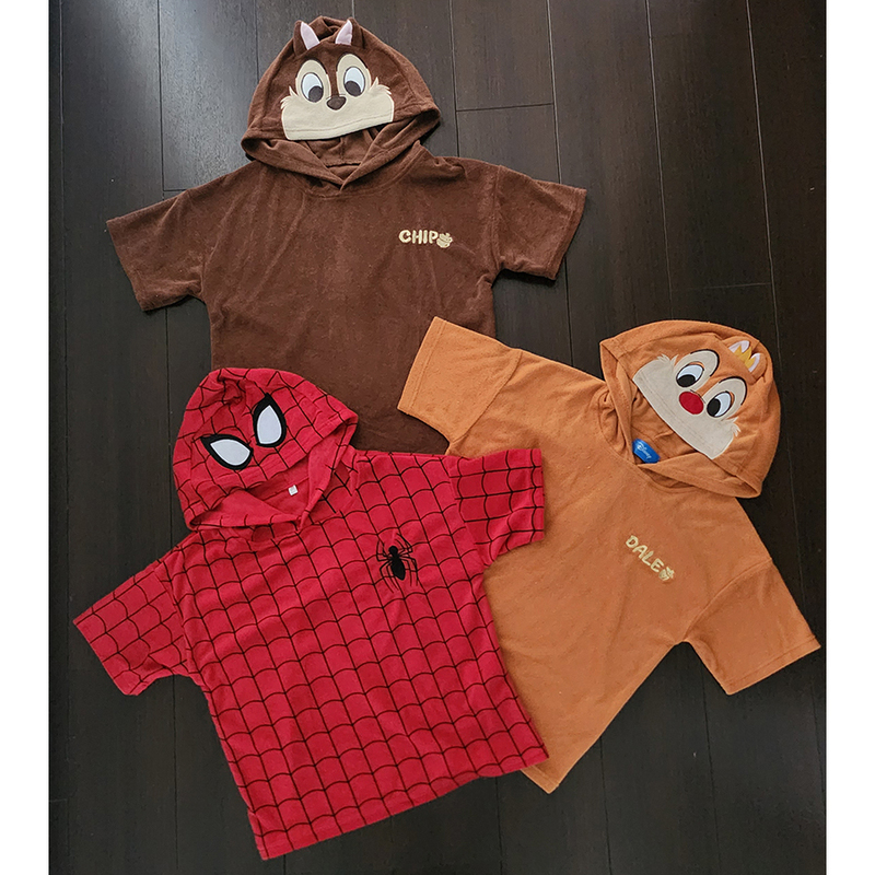 Clearance Sale Export Order Spider-Man Chipmunk Boys' Children's Towel Material Short-Sleeve Hooded Loungewear Top