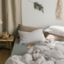 Nordic đơn giản rắn màu bông rửa lanh trang bị denim giường bông chăn 1,8 / 1,5 m single ba mảnh - Bộ đồ giường bốn mảnh chăn ga gối cao cấp nhập khẩu Bộ đồ giường bốn mảnh