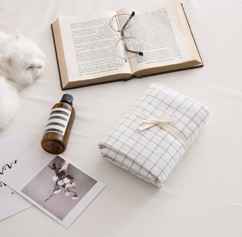 Vỏ gối cotton phong cách Nhật Bản giặt tốt 48 * 74 cotton lưới màu đơn gối cao su non kymdan