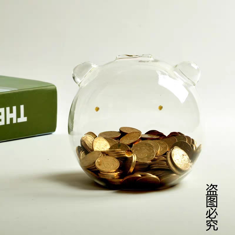 Creative bear piggy bank transparent glass craft gifts decoration exquisite gift desktop decoration