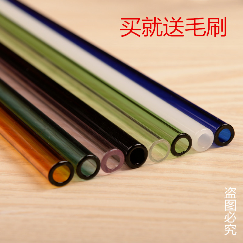 Heat-resistant glass straw color creative art straw borosilicate glass juice milk straw