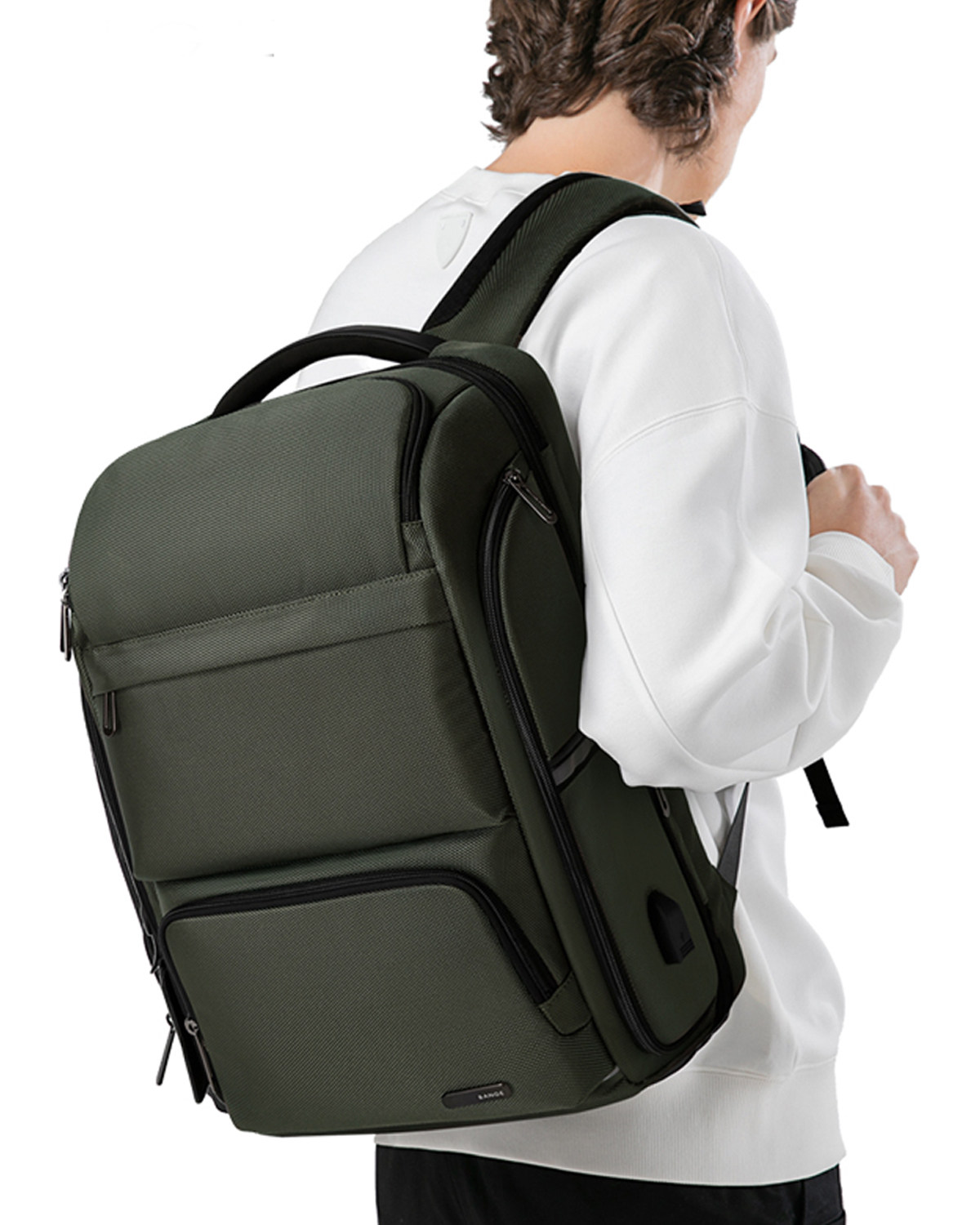 BANGE Class Song Men's Double Shoulder Bag Business Casual Fashion Bag Computer Large Capacity Expandable Oxford Buns Bag