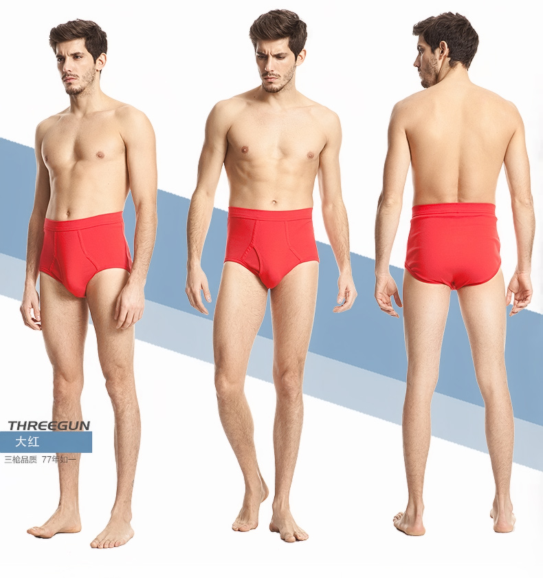 3 nạp ba khẩu súng đồ lót nam thắt lưng cotton tăng quần sịp đỏ cotton cỡ lớn nam trung niên 40668 quần lót lọt khe xẻ đáy