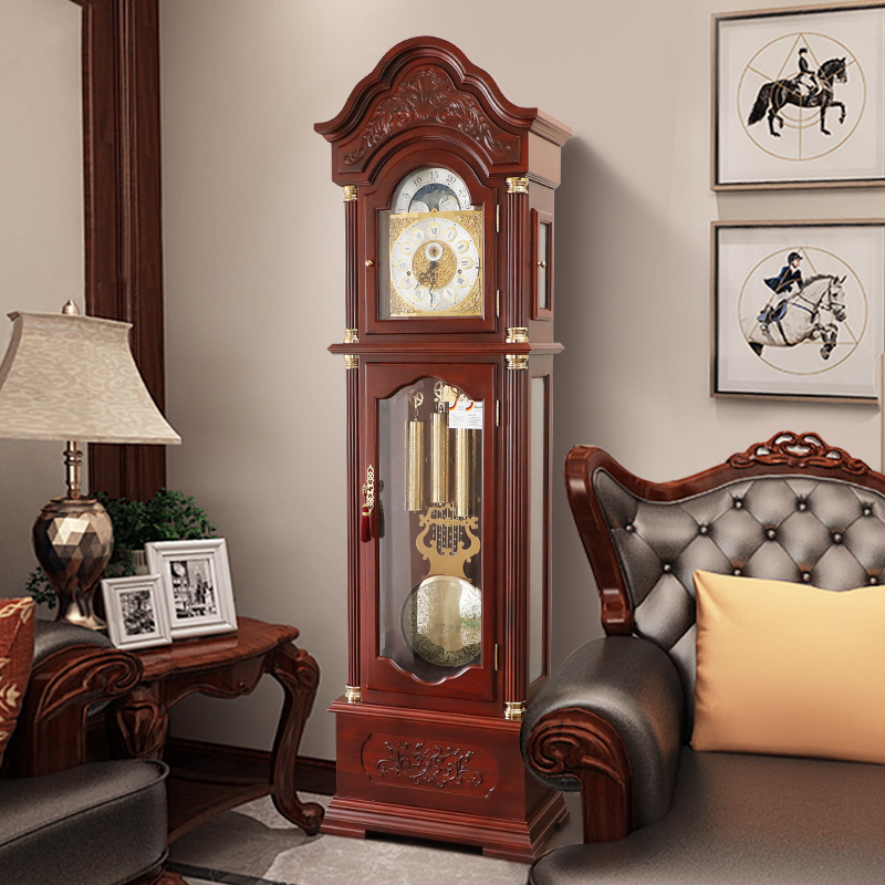 Eurostyle solid wood machinery landing bell villa Hedgehog Purple Sandalwood Big Standing Bell Household Hemler Great Pendulum Clock Creative bell
