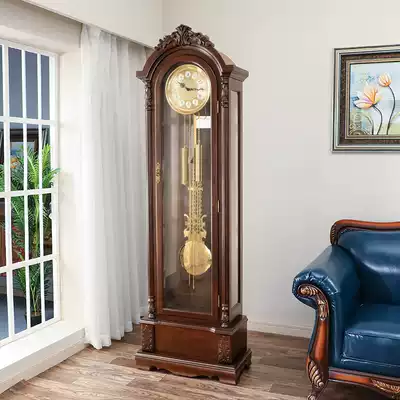 European-style solid wood floor clock Household living room luxury big pendulum clock Villa creative Hemler big table clock Personality clock