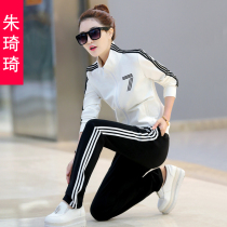 2021 spring and summer new sports suit womens fashion spring and autumn Korean edition large size loose brand casual clothes two-piece set