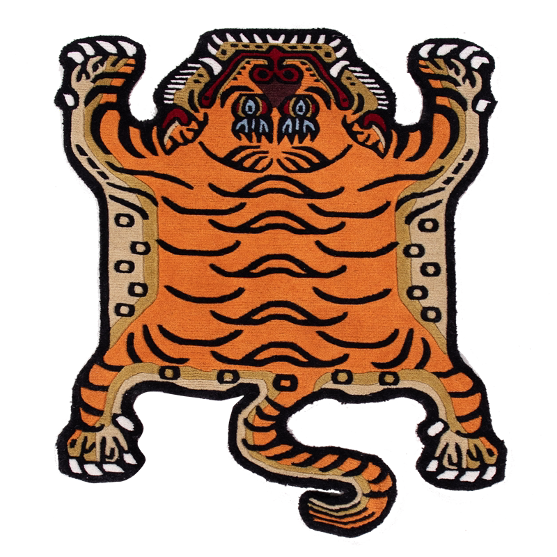 New Nepalese Wool Hand-Knotted Carpet Animal Table Mat Irregular-Shaped Tiger High-Density Thickened Decorative Tapestry