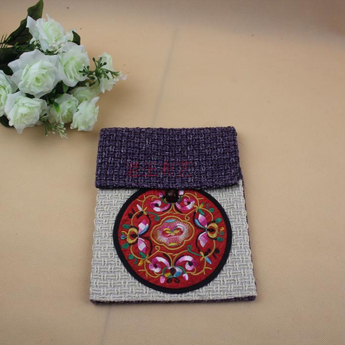 Yunnan ethnic style embroidered embroidered small bag coarse linen one-shoulder messenger bag small wallet women's small cross bag customized