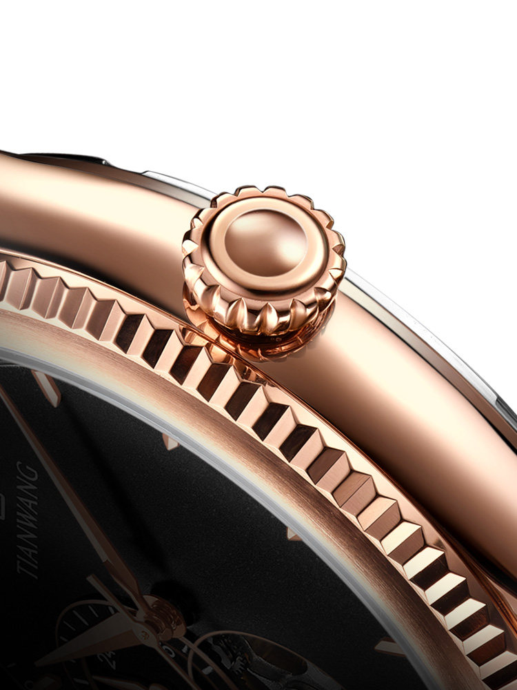 Tianwang Watch Fashion Skeleton Men's Mechanical Watch 51154 Retro Genuine Leather Business Men's Watch Gift for Boyfriend