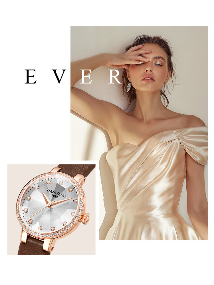 King's Light Series Light Luxury Retro Small Dial Brown Leather Strap Women's Quartz Watch 31526 New Year Gift