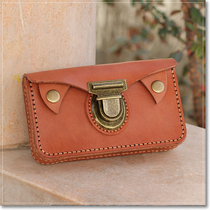 Leather mobile phone bag vintage cowhide cross-section fanny pack document Baotou layer hard cowhide styling hand-made multi-functional small