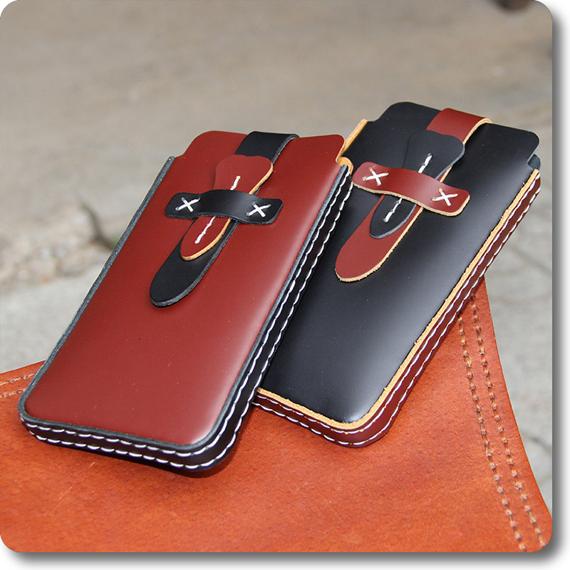 Styling mobile phone baotou layer cowhide hand-sewn wear belt fanny pack clutch high-end new multi-functional vertical models