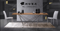 Nordic personality solid wood dining table desk simple home desk log dining table and chair combination iron workbench